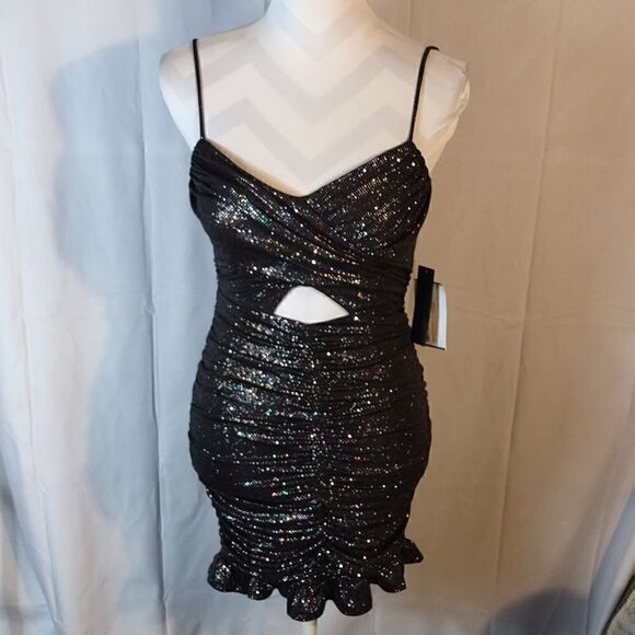 City Vibe "Midnight Sparkle" Mini Cocktail Dress - Picture 1 of 10